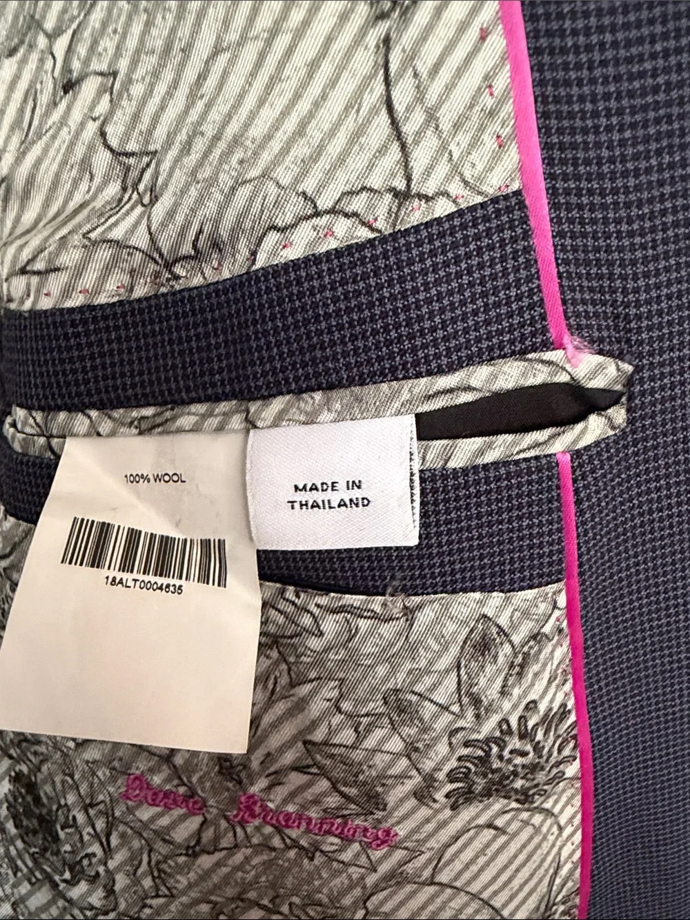 Alton Lane Men's 100% Wool 2-Piece Suit Blue Micro-Check 42R 38x29 W/Garment Bag